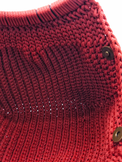 Interior of a crochet handbag  with  magnetic clasps on a white background